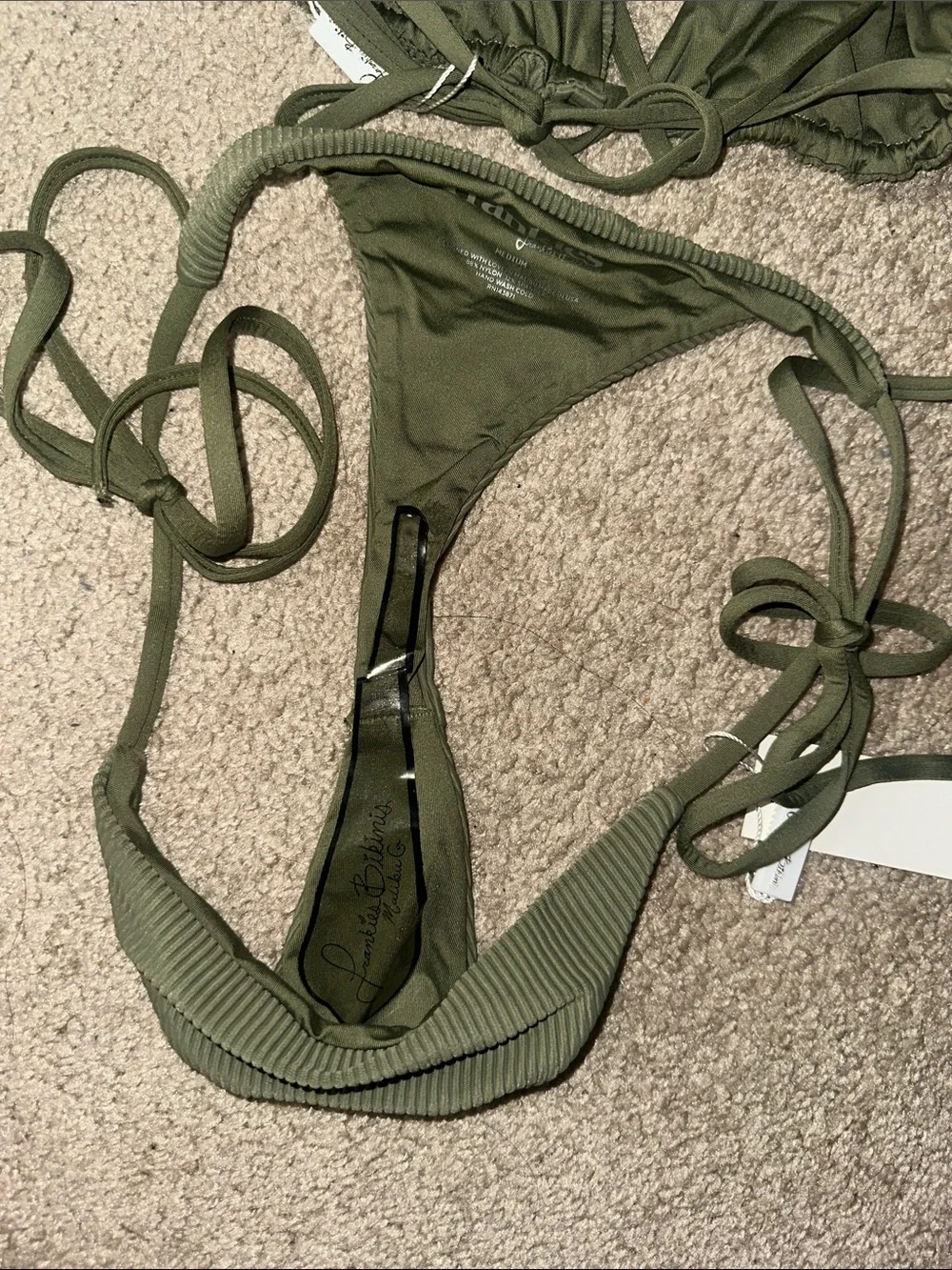 Frankies Bikinis Olive Sky Ribbed Triangle Bikini Set